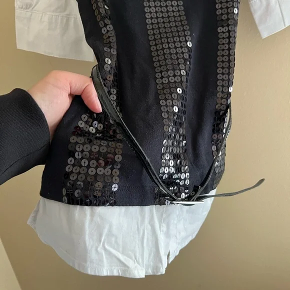 ⚫️LIMITED TOO: Girl size 12, 1/2 sleeve blouse w/sequins & detachable belt⚫️ - Picture 6 of 9
